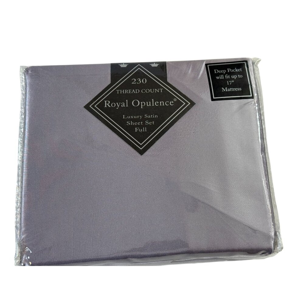 Royal Opulence Luxury Satin Full Sheet Set 230 Thread Deep Pocket 17" Silver New